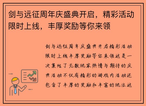 剑与远征周年庆盛典开启，精彩活动限时上线，丰厚奖励等你来领